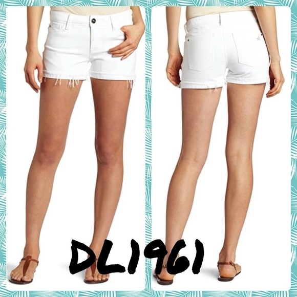 DL1961 Stella' X-Fit Stretch Denim Shorts white - Picture 1 of 11